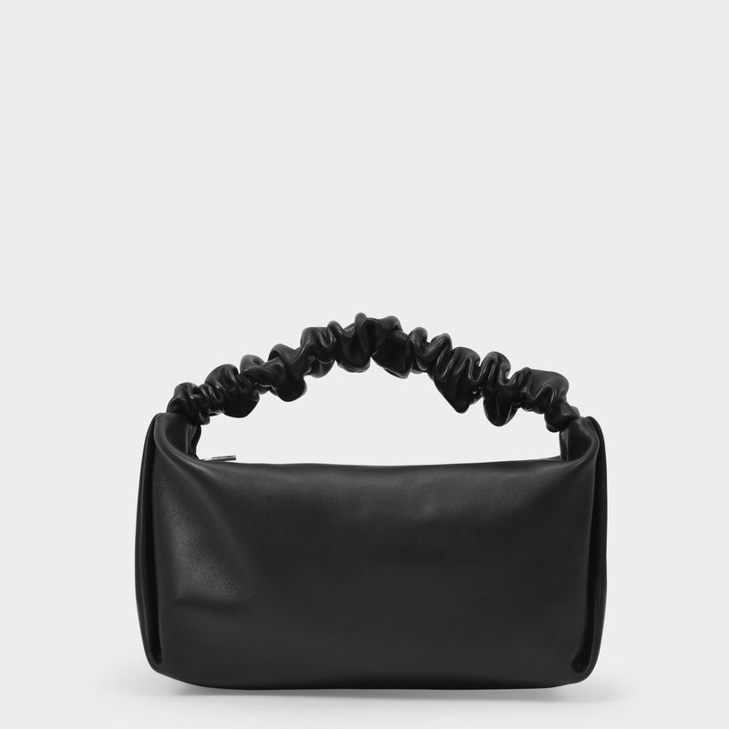 Scrunchie Small Bag in Black Leather