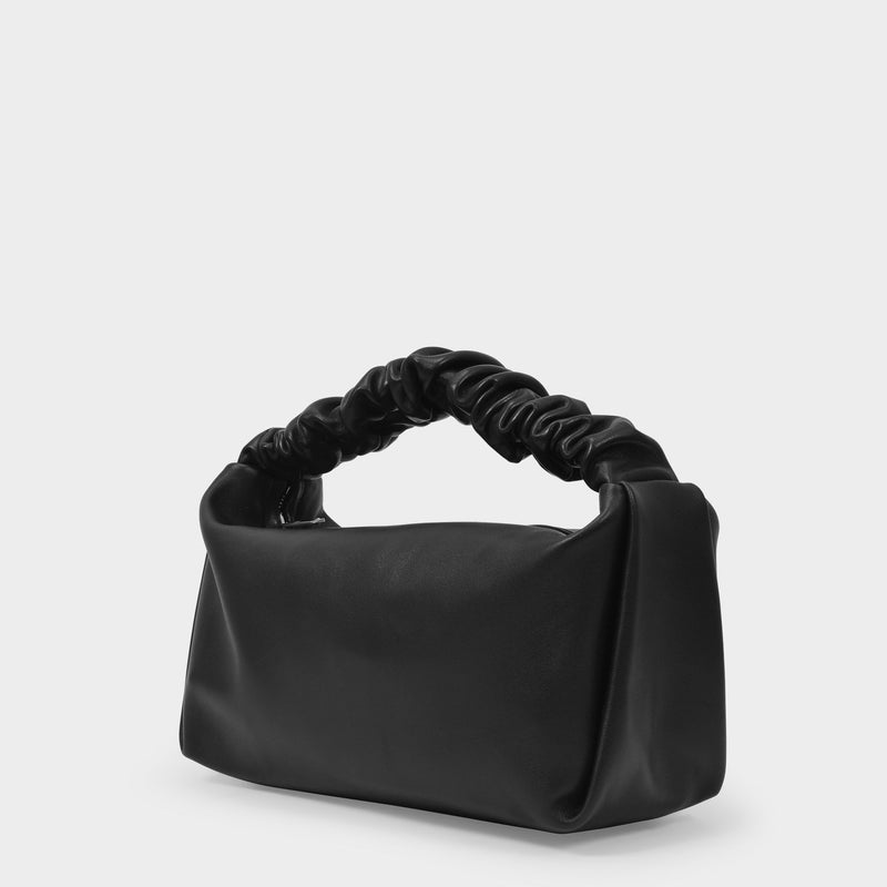 Scrunchie Small Bag in Black Leather